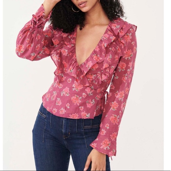 Free People Amanda Ruffle Top in Sultry Combo. Size Small. New - Picture 2 of 13